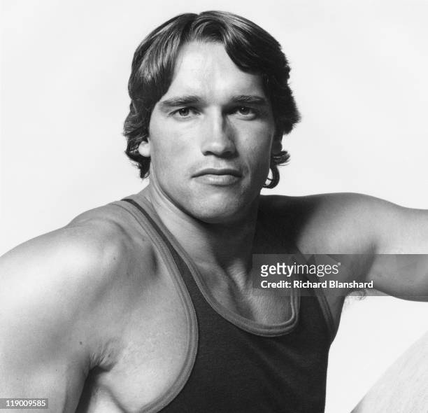 Austrian-born bodybuilder-turned-actor Arnold Schwarzenegger appears in the documentary film 'Pumping Iron', 1977.