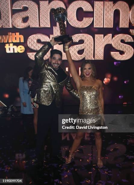 Alan Bersten and Hannah Brown pose at "Dancing with the Stars" Season 28 Finale at CBS Television City on November 25, 2019 in Los Angeles,...