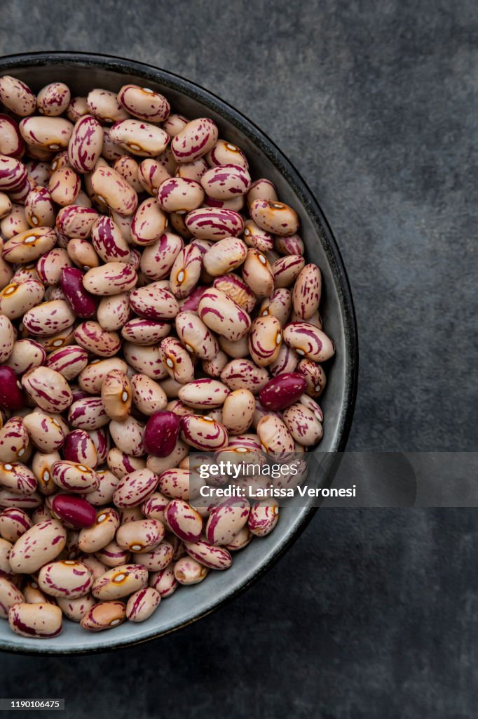 Bowl of dried pinto beans