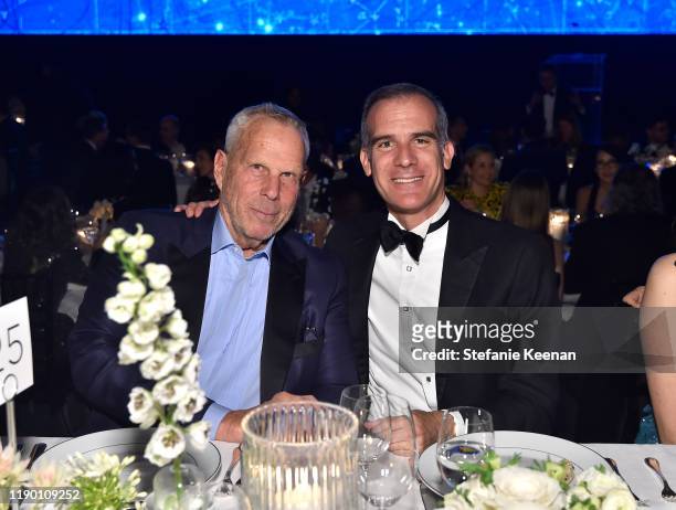 Trustee Steve Tisch and Los Angeles Mayor Eric Garcetti attend the 2019 LACMA Art + Film Gala Presented By Gucci at LACMA on November 02, 2019 in Los...