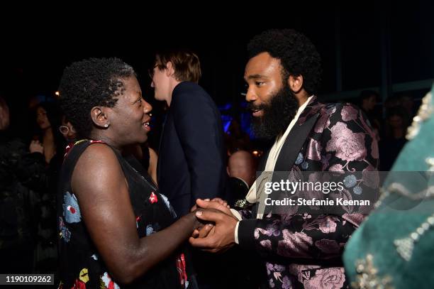 Thelma Golden and Donald Glover, wearing Gucci, attend the 2019 LACMA Art + Film Gala Presented By Gucci at LACMA on November 02, 2019 in Los...