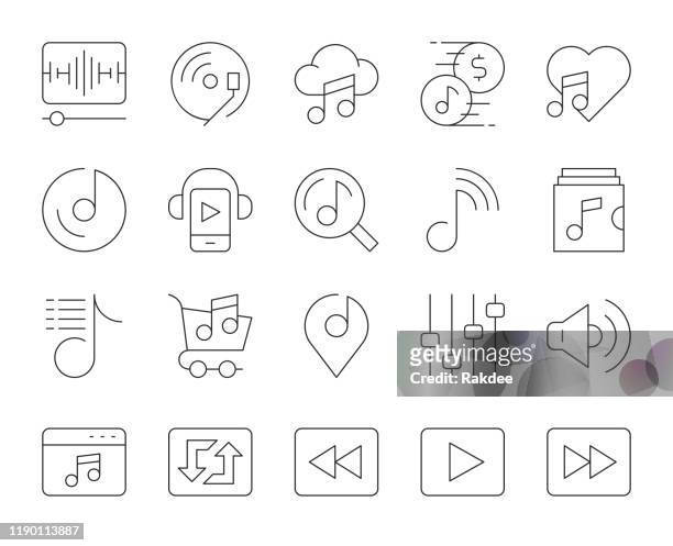music streaming store - thin line icons - music shop stock illustrations