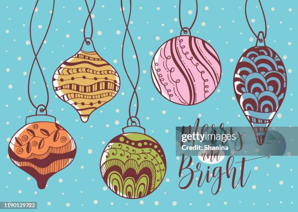 merry and bright christmas greeting card - film script stock illustrations