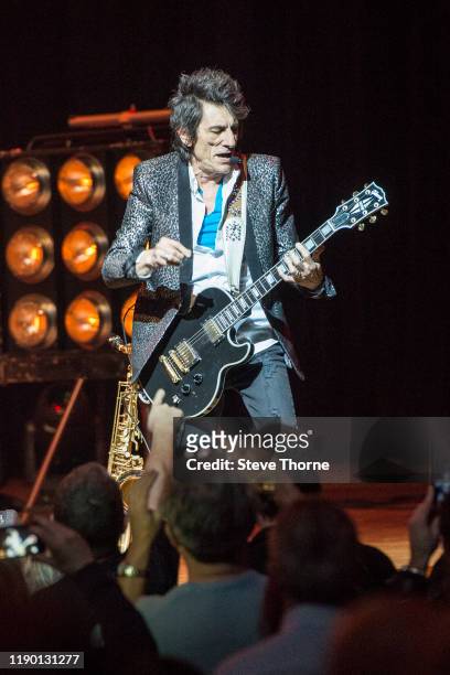 Ronnie Wood performs on stage at Symphony Hall on November 25, 2019 in Birmingham, England.