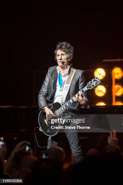 Ronnie Wood performs on stage at Symphony Hall on November 25, 2019 in Birmingham, England.