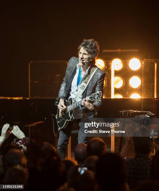 Ronnie Wood performs on stage at Symphony Hall on November 25, 2019 in Birmingham, England.