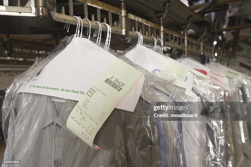 Clothes hanging in the laundrette