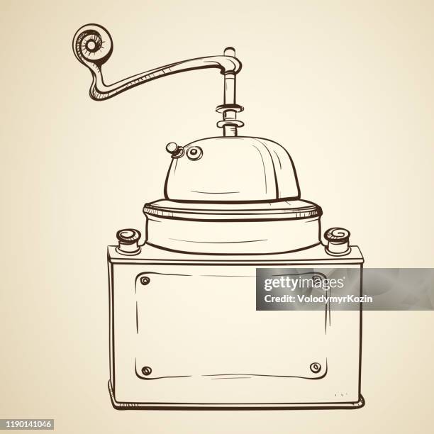 vintage coffee grinder - appliance manufacturing stock illustrations