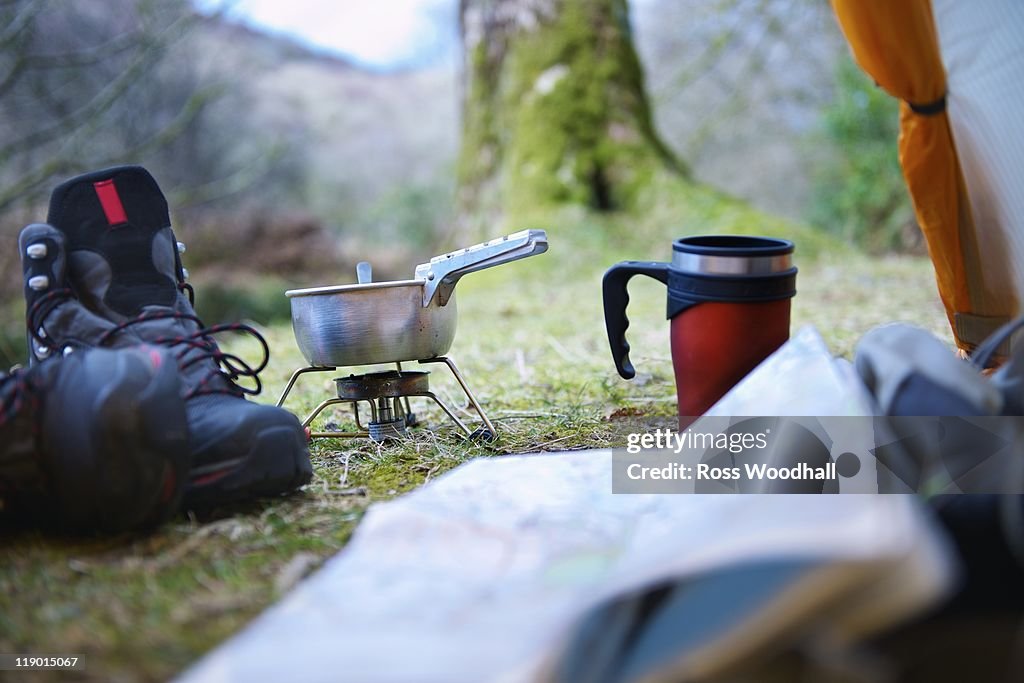 Cooking stove at campsite