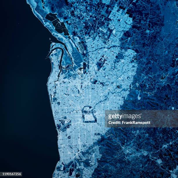 adelaide australia 3d render map blue top view agosto 2019 - adelaide foto e immagini stock