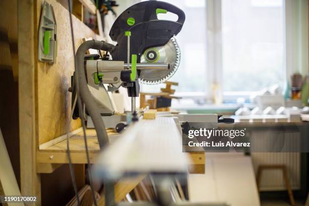 close-up of machinery on workbench at workplace - power tool stock pictures, royalty-free photos & images