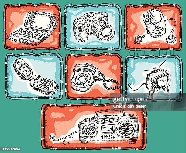 electronic elements - candlestick telephone stock illustrations