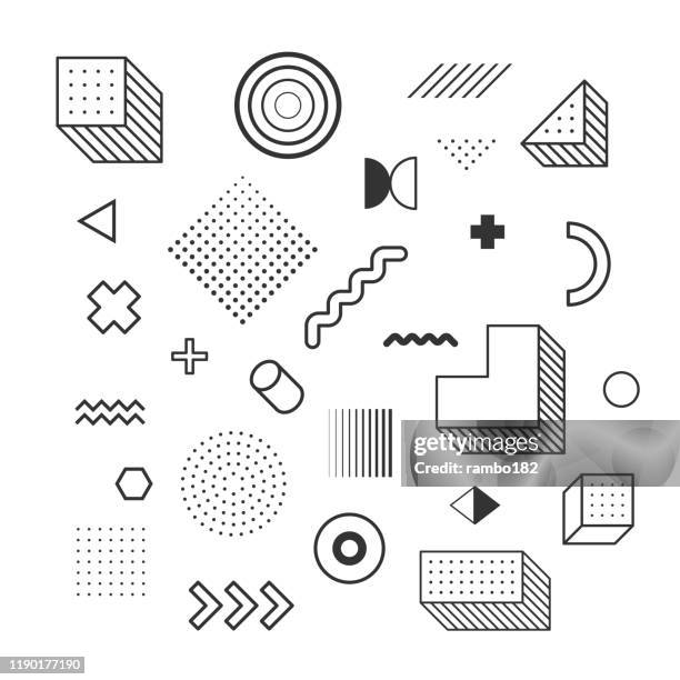 design-elemente-set. geometrische formen. vektor-illustration. vektorhintergrund. - 90er stock-grafiken, -clipart, -cartoons und -symbole