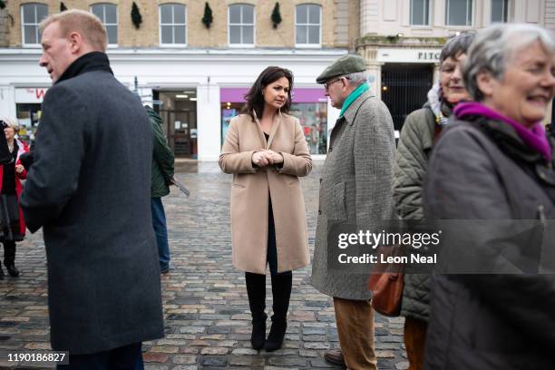 Former Conservative MP and Liberal Democrat member Heidi Allen speaks with members of the public as she campaigns for Liberal Democrat Parliamentary...