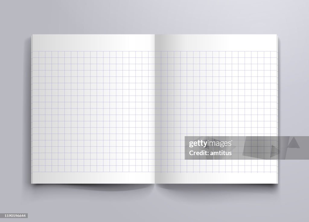 Open Notebook Chekered Checked Notebook Mockup High-Res Vector Graphic - Getty Images