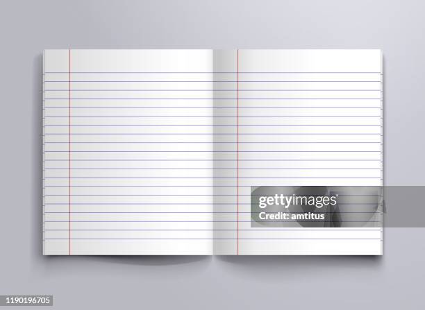 stockillustraties, clipart, cartoons en iconen met geregeerd notitieboekje - lijntjespapier