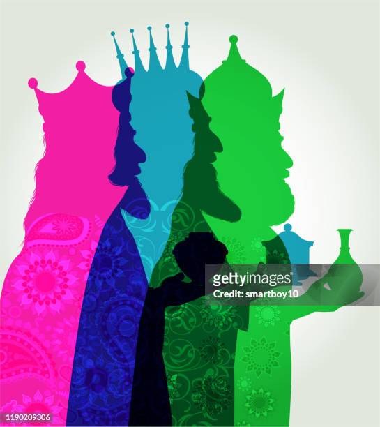 three wise men - christmas card - wise men stock illustrations