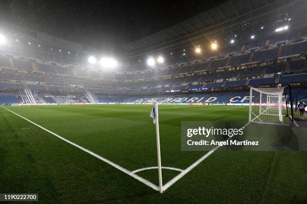 General view inside the stadium prior to the UEFA Champions League group A match between Real Madrid and Paris Saint-Germain at Bernabeu on November...