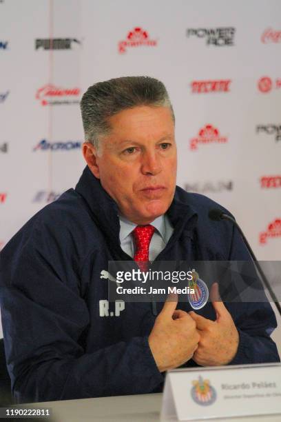 Ricardo Pelaez speaks during his unveiling of Chivas new Sporting Director at Akron Stadium on November 26, 2019 in Zapopan, Mexico.