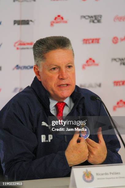 Ricardo Pelaez speaks during his unveiling of Chivas new Sporting Director at Akron Stadium on November 26, 2019 in Zapopan, Mexico.