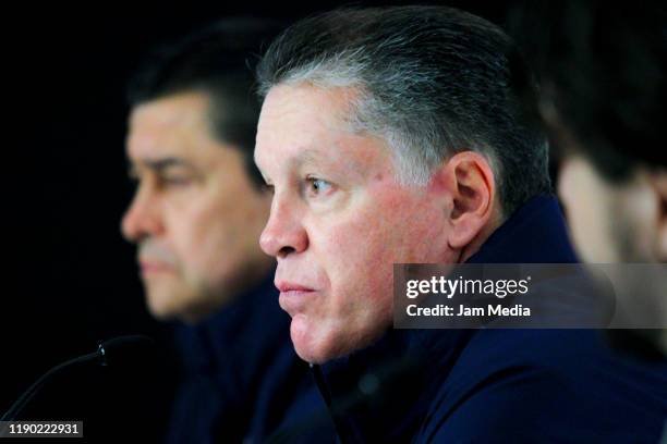 Ricardo Pelaez speaks during his unveiling of Chivas new Sporting Director at Akron Stadium on November 26, 2019 in Zapopan, Mexico.