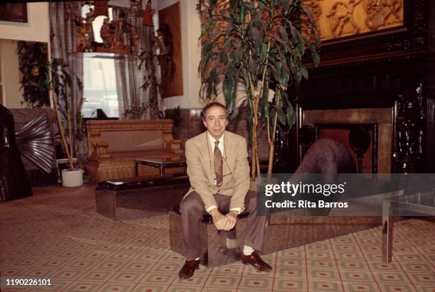 Portrait of Chelsea Hotel owner and manager Stanley Bard as he sits in the hotel's lobby, New York, New York, 1987.