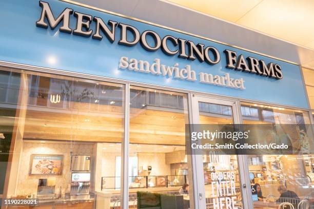 Exterior of the Mendocino Farms sandwich restaurant in City Center, Bishop Ranch, San Ramon, California, November 21, 2019.