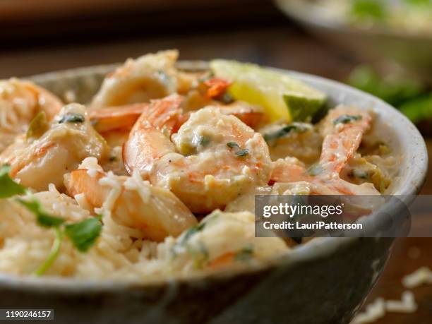 thai, coconut and lime shrimp - green curry stock pictures, royalty-free photos & images