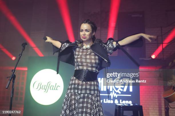 Aura Dione performs at the Buffalo x Lisa & Lena collection release at e-Werk on November 26, 2019 in Berlin, Germany.