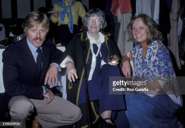 Actor Robert Redford, Margaret Mead and Lola Redford attend A Future With Alternatives Benefit on May 5, 1978 at St. John the Divine Cathedral in New...