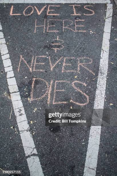 August 18: MANDATORY CREDIT Bill Tompkins/Getty Images Memorial for Heather Heyer who was killed. On August 12 a car was deliberately driven into a...