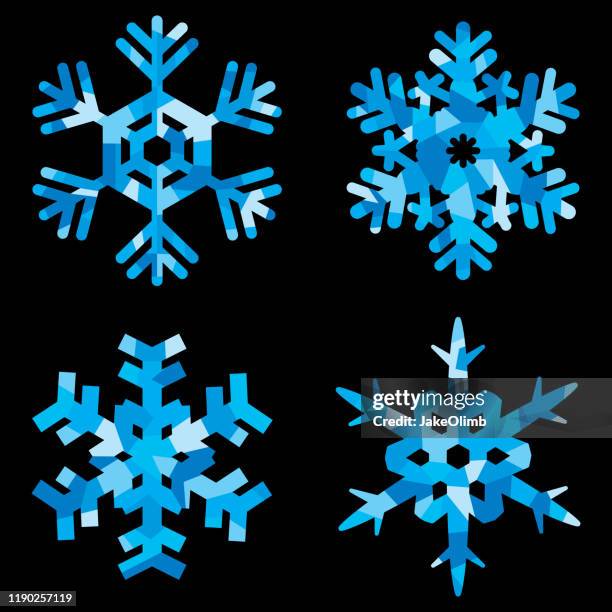 snowflake mosaic icon set - polygon illustration christmas stock illustrations