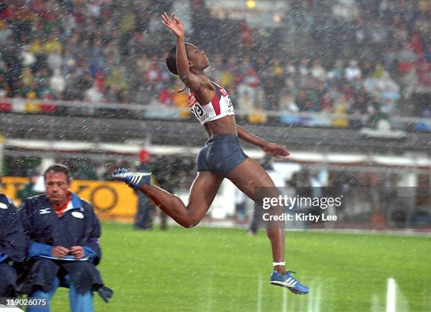 Tianna Madison of the United States won the women's long jump at 22-7 1/4 in the IAAF World Championships in Athletics at Olympic Stadium in...