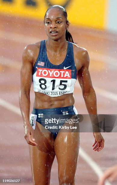 Michelle Perry of the United States won women's 100-meter hurdle semifinal in 12.86 in the IAAF World Championships in Athletics at Olympic Stadium...