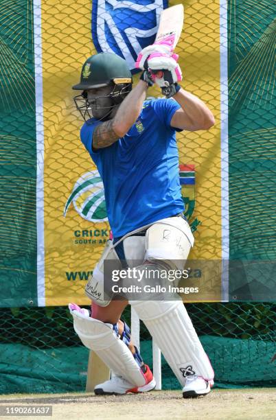 Protea captain Faf du Pleases batting during the South African national mens cricket team training session at SuperSport Park on December 24, 2019 in...