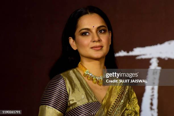 Bollywood actor Kangana Ranaut poses for photographs during the trailer launch of the upcoming sports drama Hindi film 'Panga' in Mumbai on December...