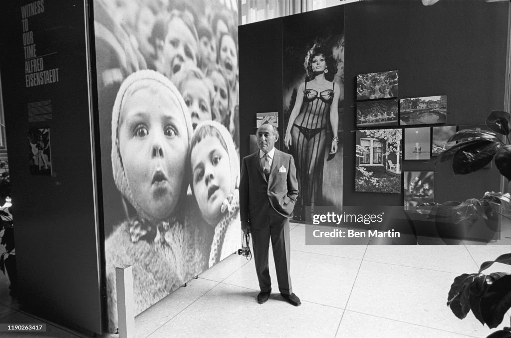 Alfred Eisenstaedt  (1898-1995), renowned German born American staff photographer  for Life magazine at his Witness to our time exhibit,  August 28th, 1966-005