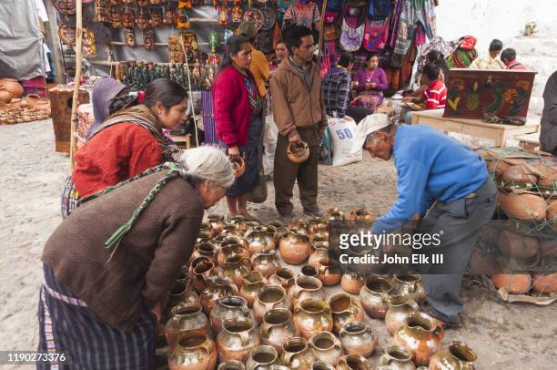 chichicastenango market scene - el quiche stock pictures, royalty-free photos & images
