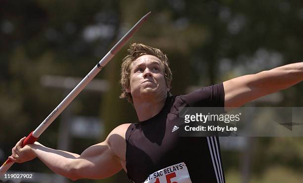 Breaux Greer won the men's javelin in a meet record 287-7 in the 47th Mt. San Antonio College Relays at Hilmer Lodge Stadium in Walnut, Calif. On...