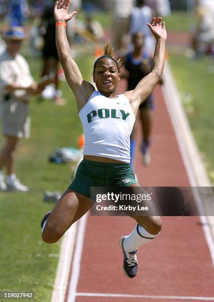 Long Beach Poly High junior Shana Woods won the girls high jump at 20-7 3/4 in the CIF State Track & Field Championships at Sacramento City College's...