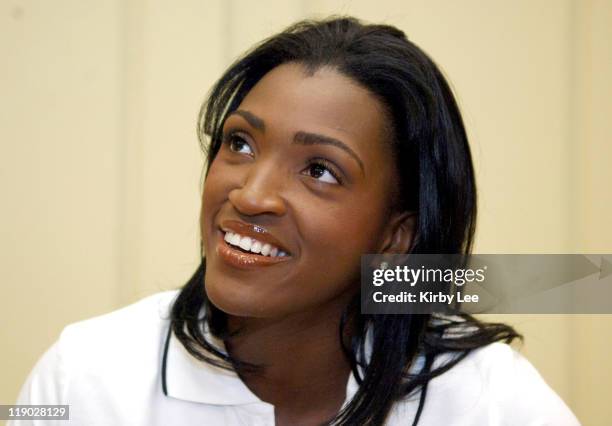 Tonique Wililams-Darling of The Bahamas, the 2004 Olympic gold medallist in the women's 400 meters, at the Prefontaine Classic press conference at...