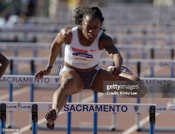 Gail Devers won the women's 100-meter hurdles in 12.55 in the U.S. Olympic Track & Field Trials at Sacramento State's Hornet Stadium on Sunday, July...