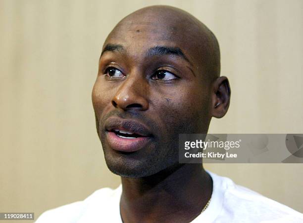 Bernard Lagat, the 2004 Olympic silver medallist in the 1,500 meters, at the Prefontaine Classic press conference at the Valley River Inn in Eugene,...