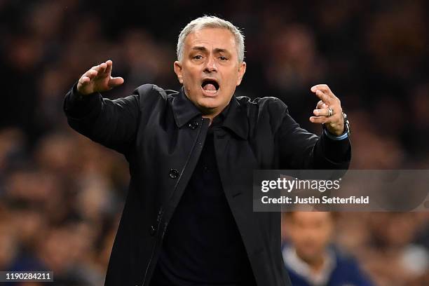 Jose Mourinho, Manager of of Tottenham Hotspur reacts during the UEFA Champions League group B match between Tottenham Hotspur and Olympiacos FC at...