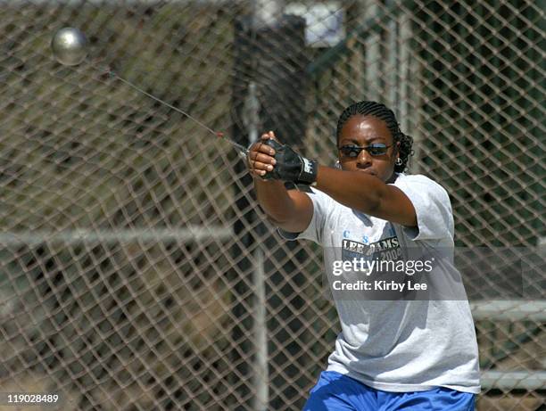 Cecilia Barnes of Cal State Bakersfield placed 12th in the women's hammer throw at 167-9 in the NCAA Division II Track & Field Championships at Cal...