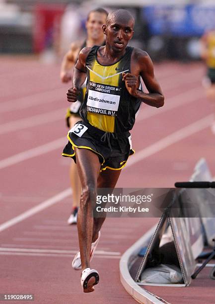 Abdi Abdirahman won the 10,000 meters in 28:13.51 in the USA Track & Field Championships at Carroll Stadium in Indianapolis, Indiana on June 21, 2007.