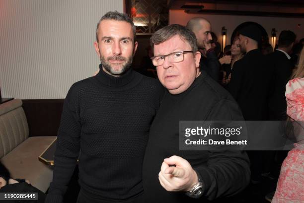 Lloyd Major and Perry Benson attend the launch Party of The Biltmore Mayfair, LXR Hotels & Resorts and The Betterment by Jason Atherton on November...