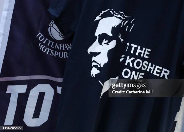 Jose Mourinho manager of Tottenham Hotspur merchadise for sale outside ahead of the UEFA Champions League group B match between Tottenham Hotspur and...