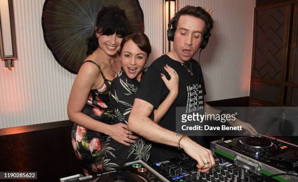 Daisy Lowe, Jaime Winstone and Nick Grimshaw attend the launch Party of The Biltmore Mayfair, LXR Hotels & Resorts and The Betterment by Jason...