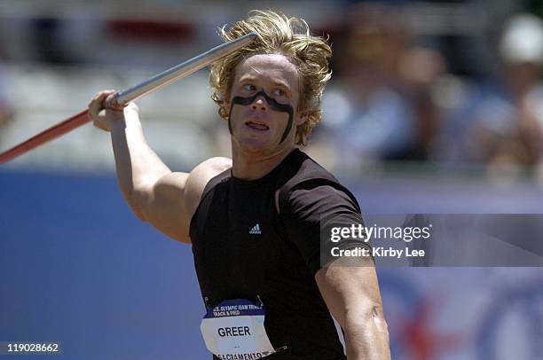 Breaux Greer won the men's javelin at 270-4 in the U.S. Olympic Track & Field Trials at Sacramento State's Hornet Stadium on Saturday, July 17, 2004.